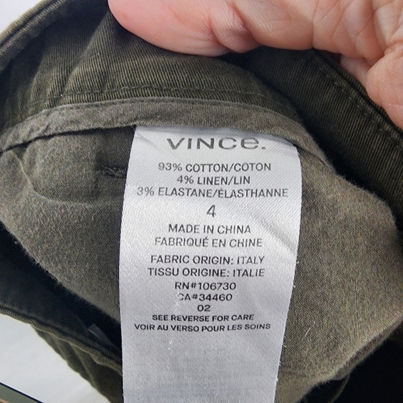 Vince Dark Green Bermuda Shorts Size 4 Gorpcore Neutral Minimalist Linen - Picture 6 of 6